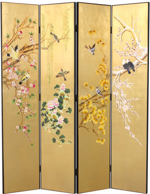 Oriental Furniture Seasons On Gold Room Divider