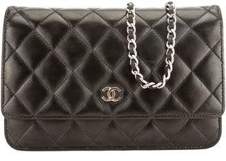Chanel Black Quilted Lambskin Leather Classic Wallet On Chain WOC Bag (Pre Owned)
