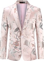 Thumbnail for your product : YOUTHUP Mens Embroidery Blazer Slim Fit Flowery Suit Jacket Stylish Floral Tuxedo Jackets