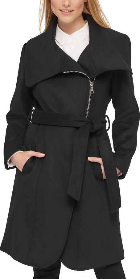 Karl Lagerfeld Paris Belted Wool Blend Coat - ShopStyle