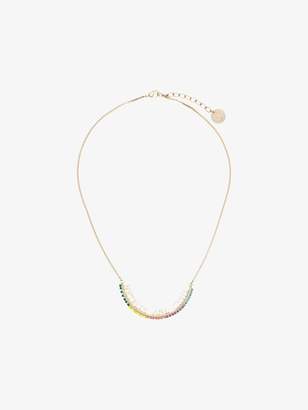 Anton Heunis gold metallic, green and yellow netflix and chill swarovski crystal necklace