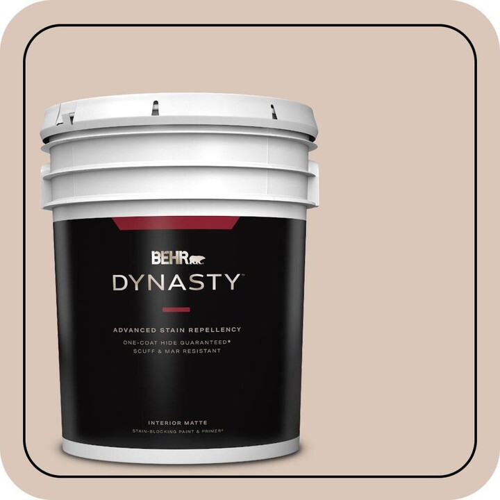 BEHR DYNASTY 5 gal. #MQ3-38 Suede Beige One-Coat Hide Matte Interior Stain-Blocking Paint & Primer