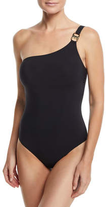 Tory Burch Gemini-Link One-Shoulder One-Piece Swimsuit