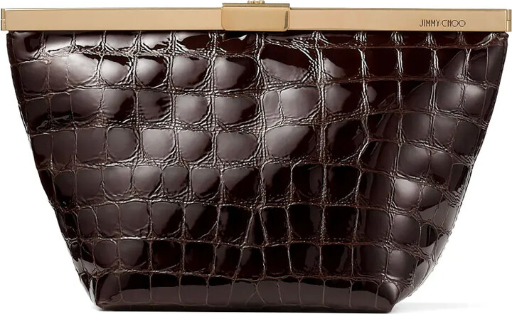 Jimmy Choo Ganache crocodile-effect chain clutch bag