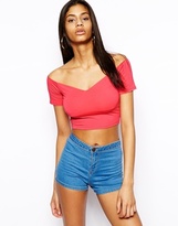 Thumbnail for your product : ASOS Crop Top with Bardot Sweetheart Neckline