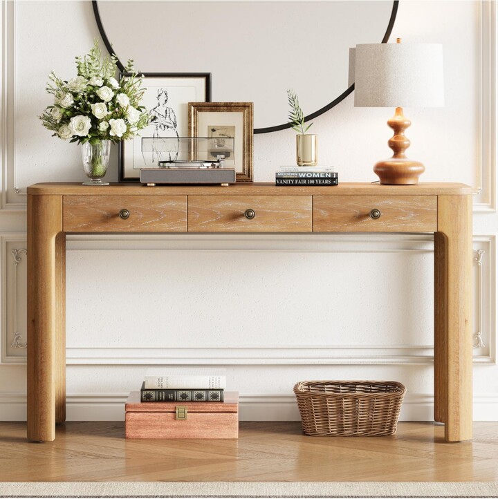 Streamdale Furniture Streamdale Rustic Console Table with Curved Corners 3 Drawers