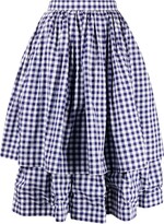 Gingham Check-Pattern Cotton Skirt 