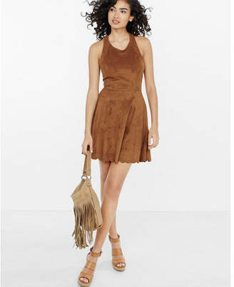 Express faux suede skater dress