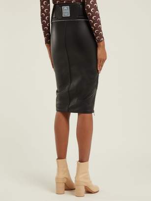 Marine Serre Quilted Leather Pencil Skirt - Womens - Black