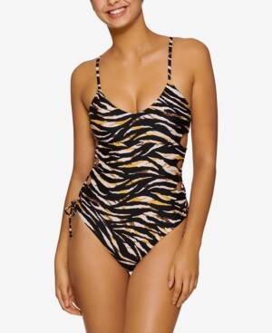 macy's black one piece swimsuit