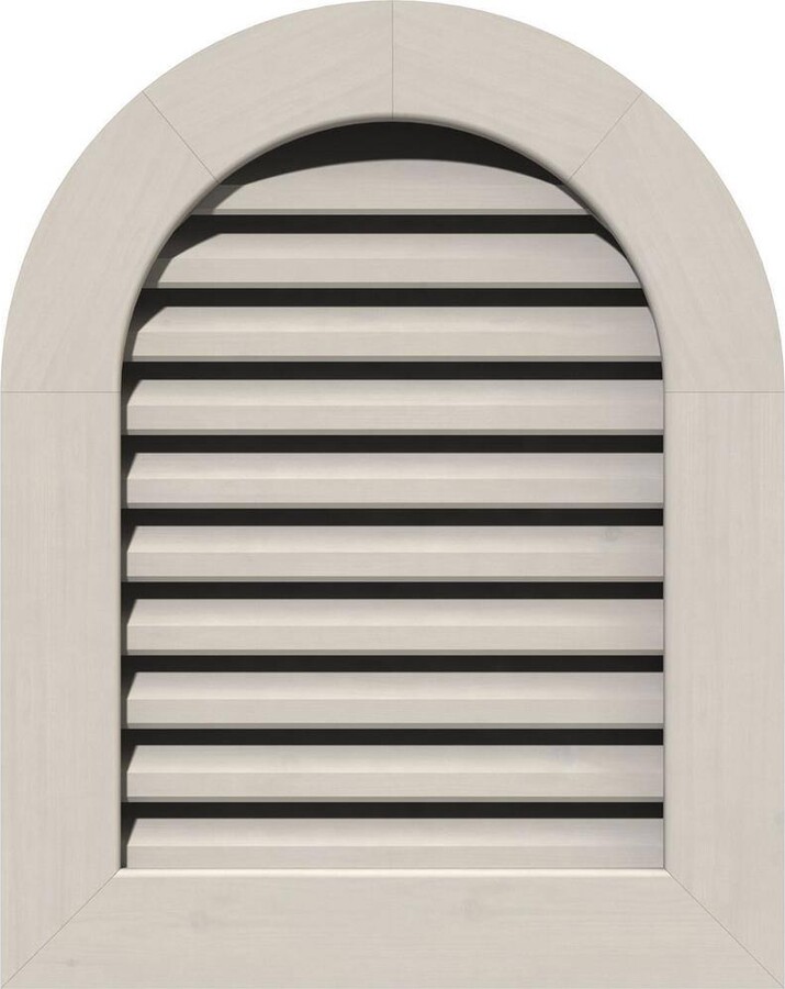 Ekena Millwork 33 in. x 35 in. Round Top Primed Smooth Western Red Cedar Wood Built-in Screen Gable Louver Vent