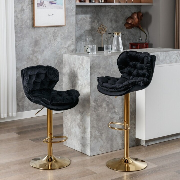 Counter Height Upholstered Velvet Swivel Bar Stools, Set of 2 ShopStyle
