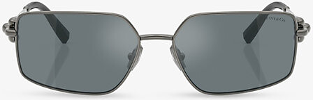 Tiffany & Co. Womens Grey Tf3111 Rectangle-Frame Metal Sunglasses