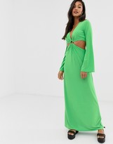 Thumbnail for your product : ASOS DESIGN maxi dress with flared sleeves and ring detail