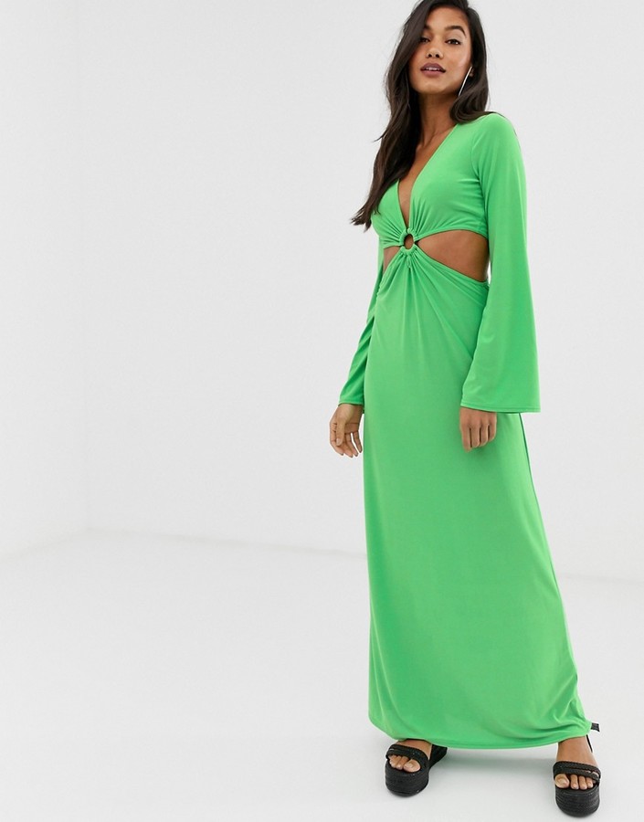 maxi dress with flared sleeves