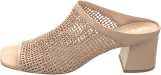 Daniella Shevel Leather Mules Neutrals Peep-Toes Unfortunately due to restrictions this item may not be eligible for shipping in all areas.