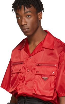 Prada Red Nylon Gabardine Pocket Shirt