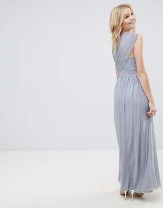 ASOS Design Bridesmaid Ruched Mesh One Shoulder Maxi Dress
