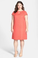 Thumbnail for your product : Tahari Cap Sleeve Jacquard Shift Dress (Plus Size)