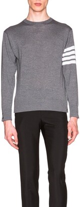 Thom Browne Classic Merino Crewneck Sweater in Grey
