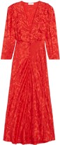 Thumbnail for your product : Sandro Floral Jacquard Long Sleeve Silk Blend Dress