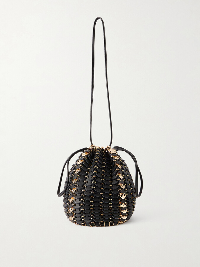 RABANNE - Bucket Flip Reversible Leather And Chainmail Shoulder Bag - Black