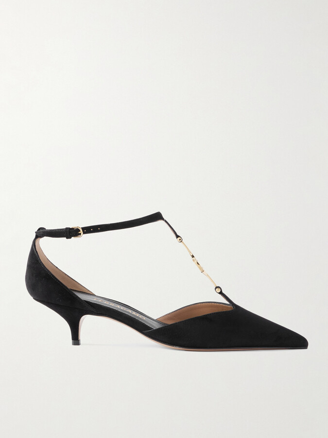 Ferragamo Traci Embellished Suede Pumps - Black