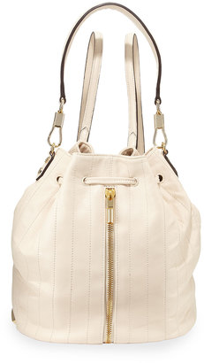 Elizabeth and James Cynnie Quilted Leather Drawstring Backpack, Cream