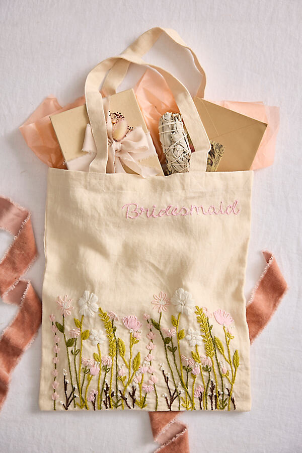 terrain Embroidered Vines Linen Tote