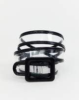 Thumbnail for your product : Missguided black trim waist belt in clear