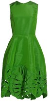 Thumbnail for your product : Oscar de la Renta Palm Leaf Embroidered Cocktail Dress
