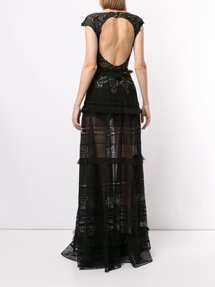 Saiid Kobeisy Embroidered Sheer Long Gown
