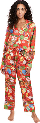 Karen Mabon Tiger Bouquet Long Pajama Set