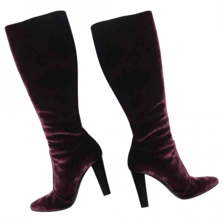 saint laurent velvet boots