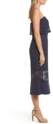 Jarlo Xenia Strapless Lace Midi Dress