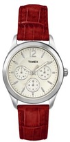 Thumbnail for your product : Timex Women's Ameritus Multi-Function Watch with Croco Patterned Leather Strap - White/Red
