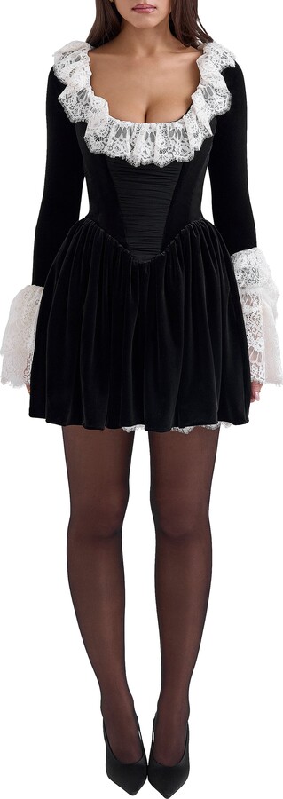 House Of CB Czarina Lace Trim Ruffle Minidress