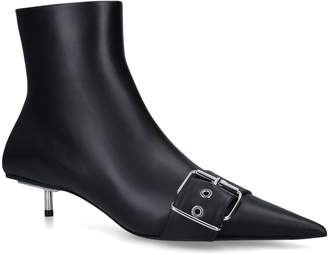 Balenciaga Leather Buckle Ankle Boots 40
