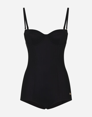 Dolce & Gabbana Solid-color balconette one-piece swimsuit
