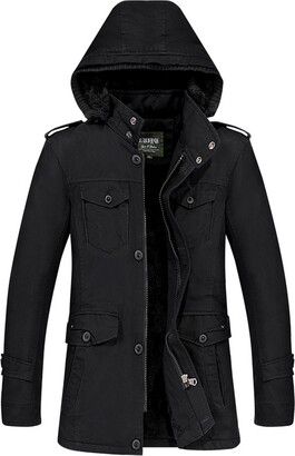 JIINN Various Styles Mens Winter Thicken Warm Removable Hooded Outdoor  Military Slim Fit Multi Pocket Padded Casual Zipped Jacket Parka Trench  Coats Blazer Long Outerwear (UK Large - ShopStyle
