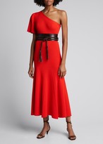 Thumbnail for your product : Carolina Herrera One-Shoulder Flutter Sleeve Knit Dress