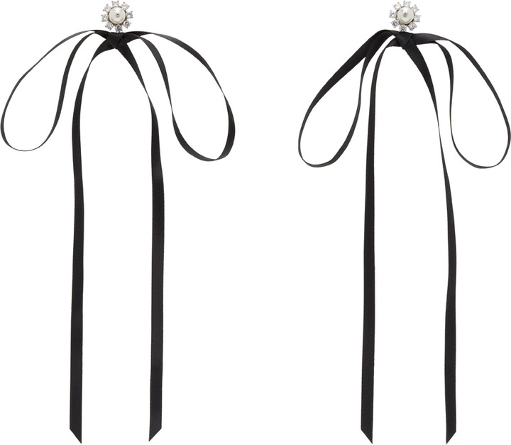 Simone Rocha Black Double Ended Daisy Bow Earrings