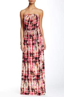 Loveappella Printed Strapless Maxi Dress