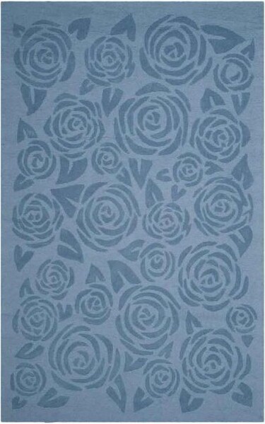 Martha Stewart MarthaStewartBlockPrintRose-MSR4618-IndoorHandTuftedAreaRugs-ThistleBlue-4'x6'