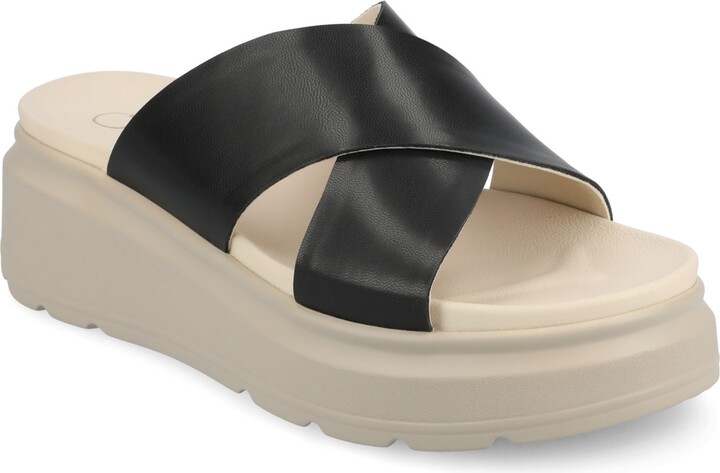 Journee Collection Criss Cross Wedge Sneaker Journee Collection - Main Image