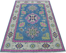 Isabelline One-of-a-Kind Hand-Knotted Blue/Pink 4' x 6'4\
