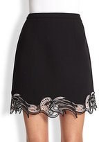 Thumbnail for your product : Christopher Kane Lace-Trimmed Crepe Mini Skirt