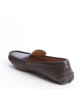 Thumbnail for your product : Prada Dark Brown Leather Moc Toe Slip On Loafers