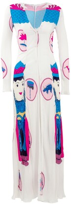 Yvette LIBBY N'guyen Paris - Women'S Silk Pleated Bathrobe In Athletic Style Exclusive Print - Water Puppet 1 - Color