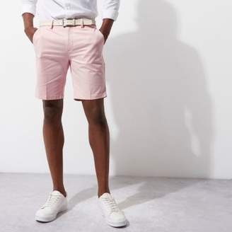 River Island Mens Pink belted chino shorts